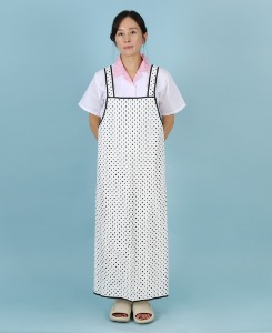 유폼 우레탄 도트 패턴 방수 파이핑 앞치마(대) 화이트 제작은 티팜