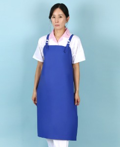 유폼 코팅방수 무광 우레탄 H형 단색 앞치마(중) 블루 제작은 티팜